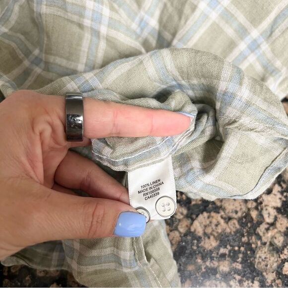 Peter Millar 100% Linen Button-Up Shirt Green Plaid Size XXL - Picture 6 of 6